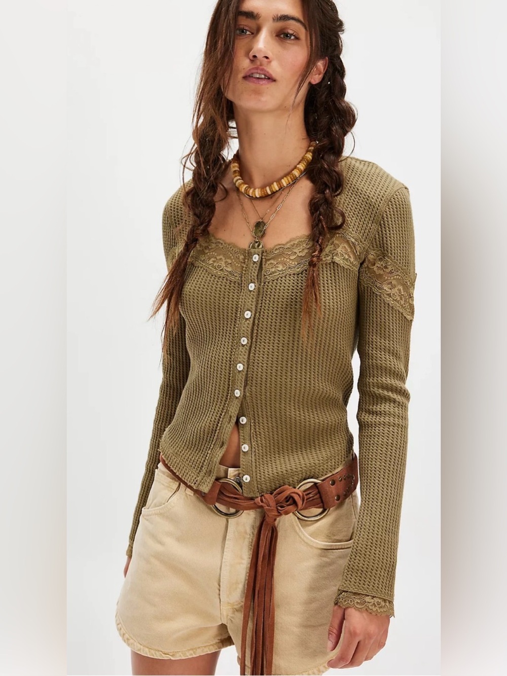 NWT Free People Let's Party Cardigan in Color: Gothic Olive